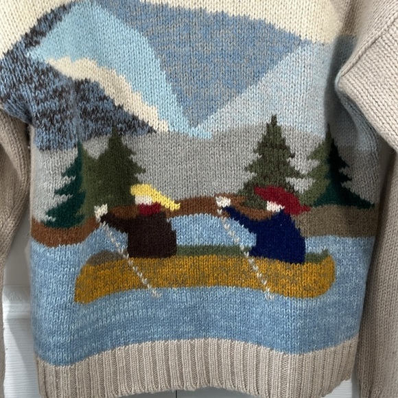 Vintage Boulevard Club Canadian canoe scene wool sweater - Picture 3 of 7